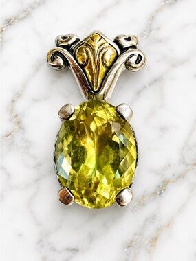 Ann King Retired Orchid Pendant Sterling Silver 18K Gold Citrine Signed